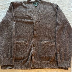 Vintage 90’s Woolrich Men's Warm Tweedy “Wood” Brown Grandpa V-Neck Cardigan